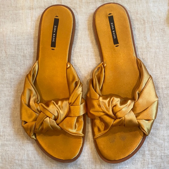 Zara Shoes - Zara gold silk flats
